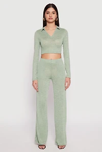 Womens Daisy Long Sleeve Cropped Polo Shirt,