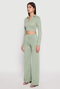 Womens Daisy Long Sleeve Cropped Polo Shirt,