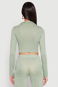 Womens Daisy Long Sleeve Cropped Polo Shirt,