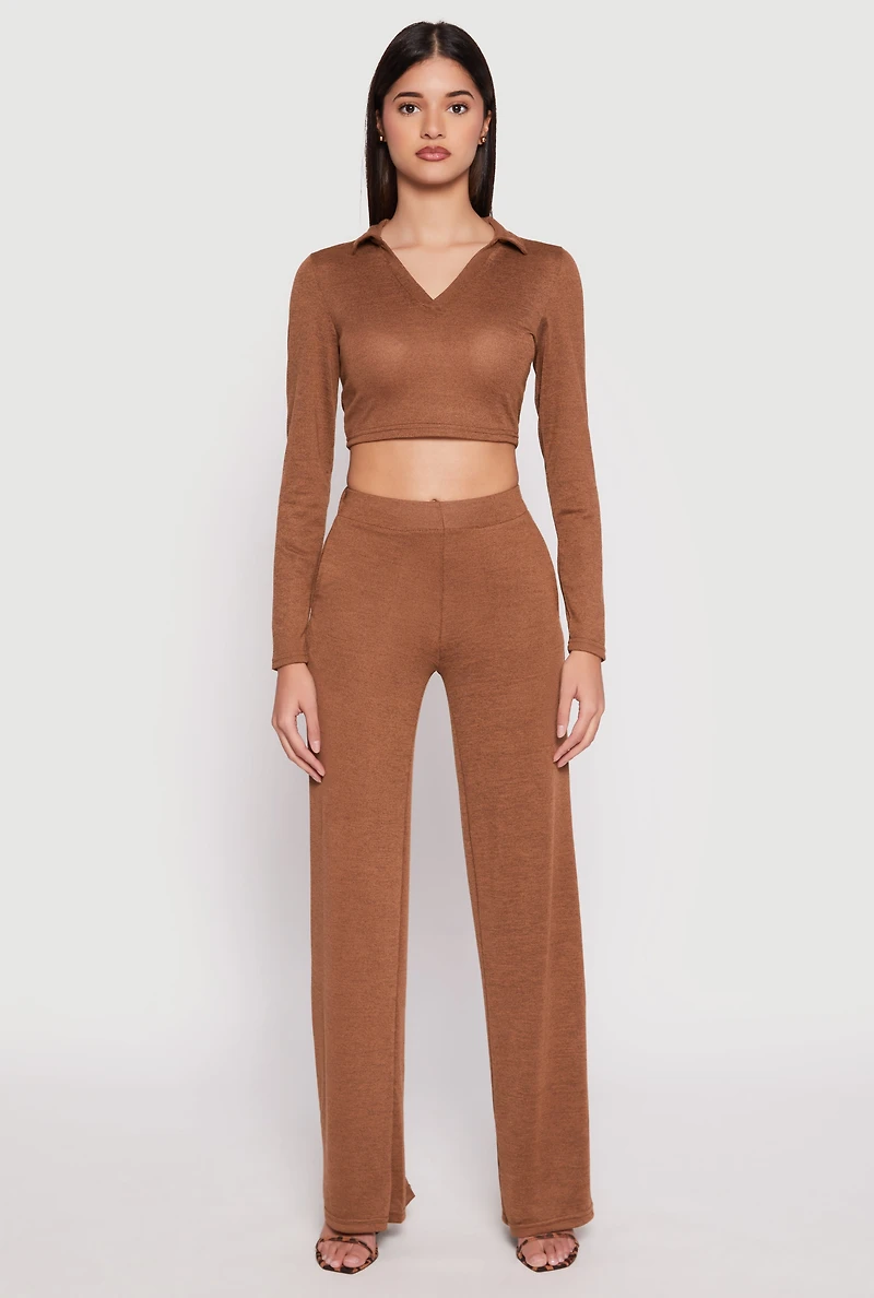 Womens Daisy Long Sleeve Cropped Polo Shirt,