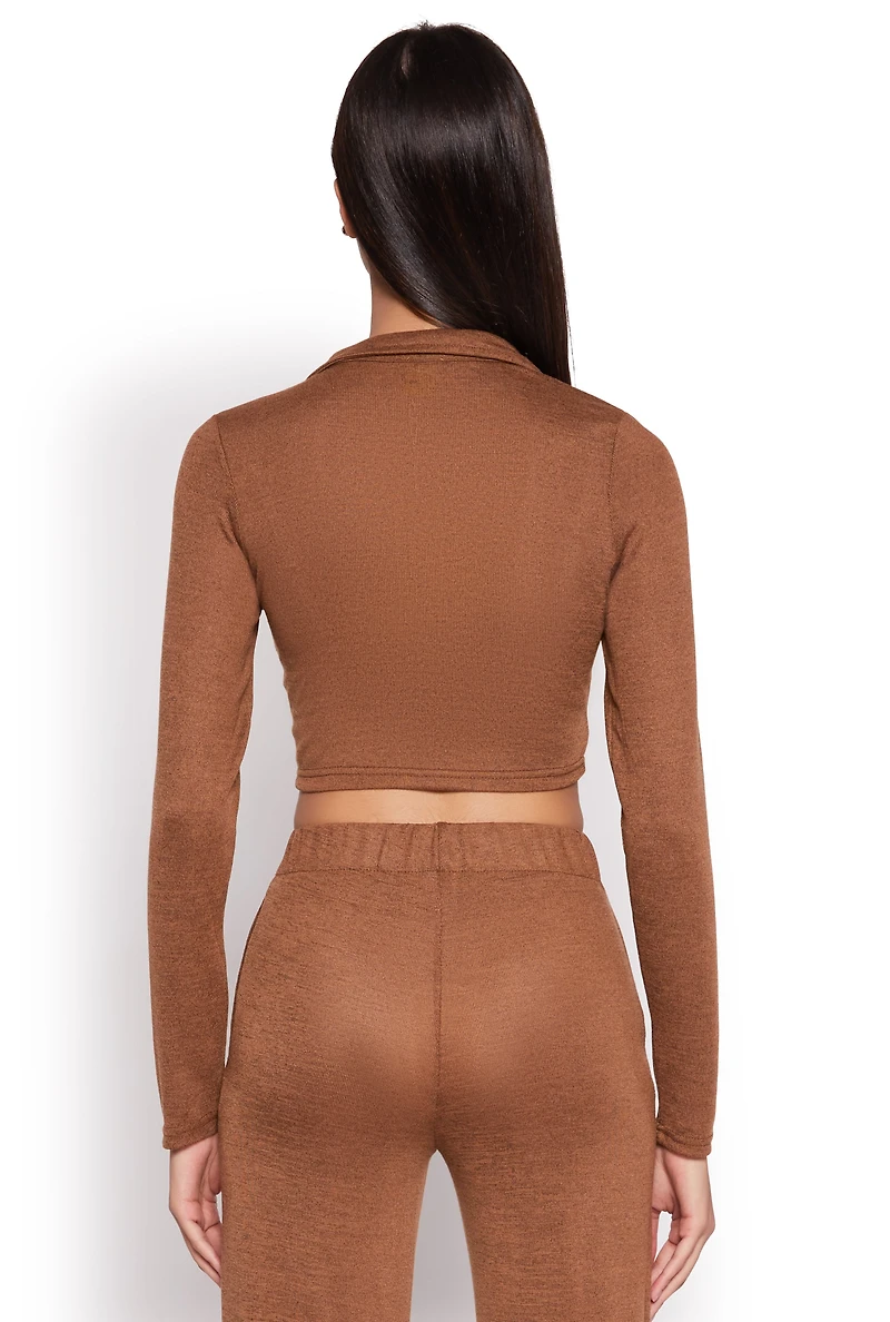 Womens Daisy Long Sleeve Cropped Polo Shirt, S