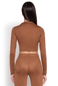 Womens Daisy Long Sleeve Cropped Polo Shirt, S