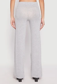 Womens Daisy Brushed Knit Straight Leg Pants, Grey, Size XL