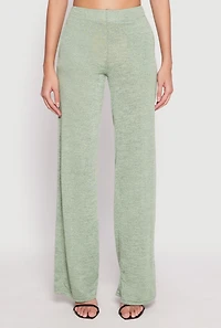 Womens Daisy Brushed Knit Straight Leg Pants, Green, Size M