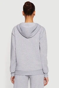 Long Sleeve Zip Front Drawstring Hoodie