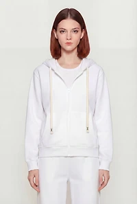 Long Sleeve Zip Front Drawstring Hoodie