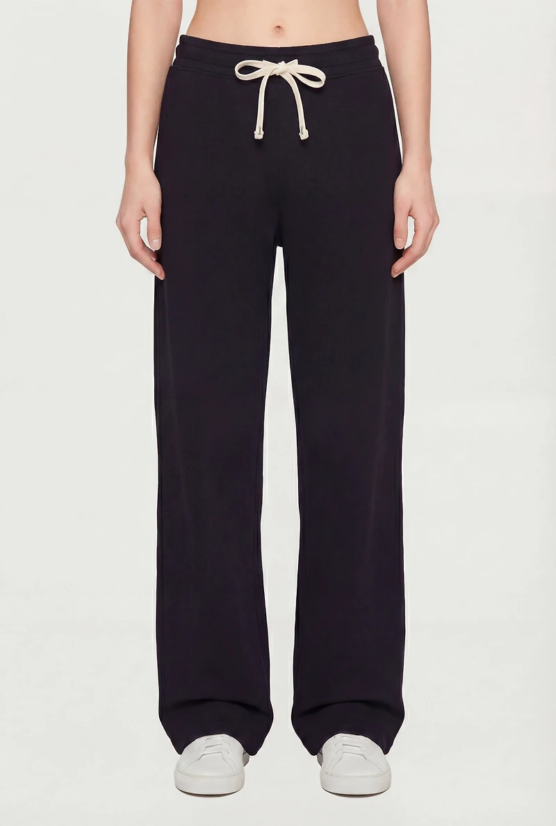 High Waisted Wide Leg Sweatpants with Drawstring Waist