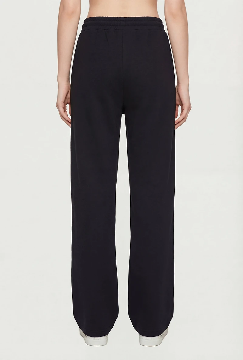 High Waisted Wide Leg Sweatpants with Drawstring Waist