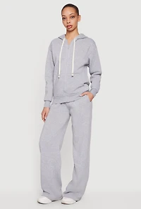 High Waisted Wide Leg Sweatpants with Drawstring Waist