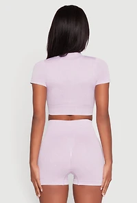 Daisy Seamless Double Zip Front Crop Top