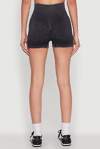 Womens High Waisted Mineral Wash Seamless Bike Shorts,