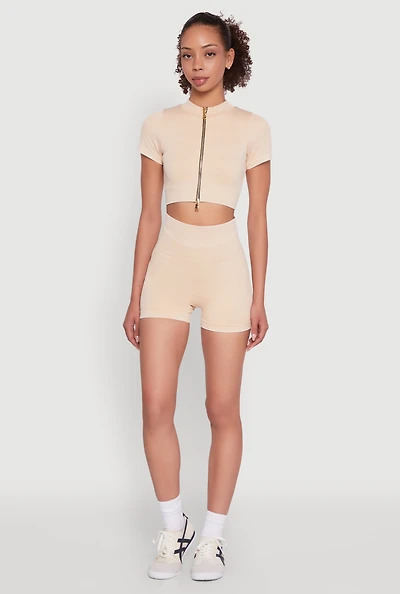 High Waisted Mineral Wash Seamless Bike Shorts