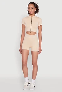 High Waisted Mineral Wash Seamless Bike Shorts