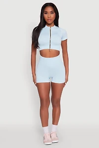 Womens High Waisted Mineral Wash Seamless Bike Shorts,
