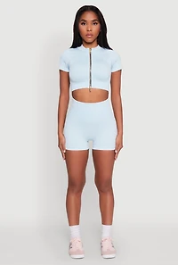 Womens High Waisted Mineral Wash Seamless Bike Shorts,