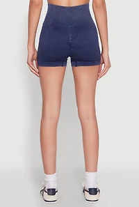 Womens High Waisted Mineral Wash Seamless Bike Shorts,