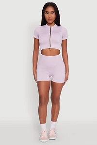 High Waisted Mineral Wash Seamless Bike Shorts