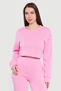 Cropped Long Sleeve Crew Neck Sweatshirt