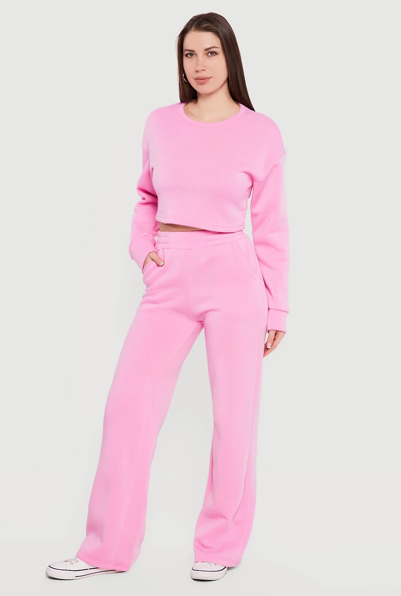 Cropped Long Sleeve Crew Neck Sweatshirt