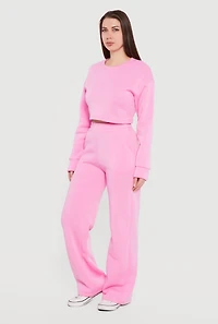 Cropped Long Sleeve Crew Neck Sweatshirt