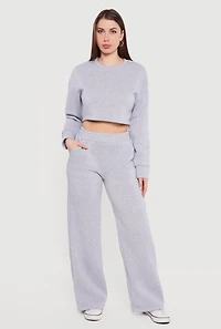 High Waisted Pull On Wide Leg Sweatpants