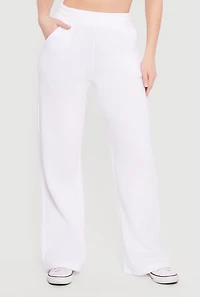 High Waisted Pull On Wide Leg Sweatpants