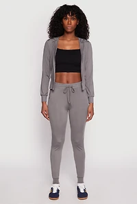 Womens Daisy Soft Knit Front Zip Hoodie, Grey,