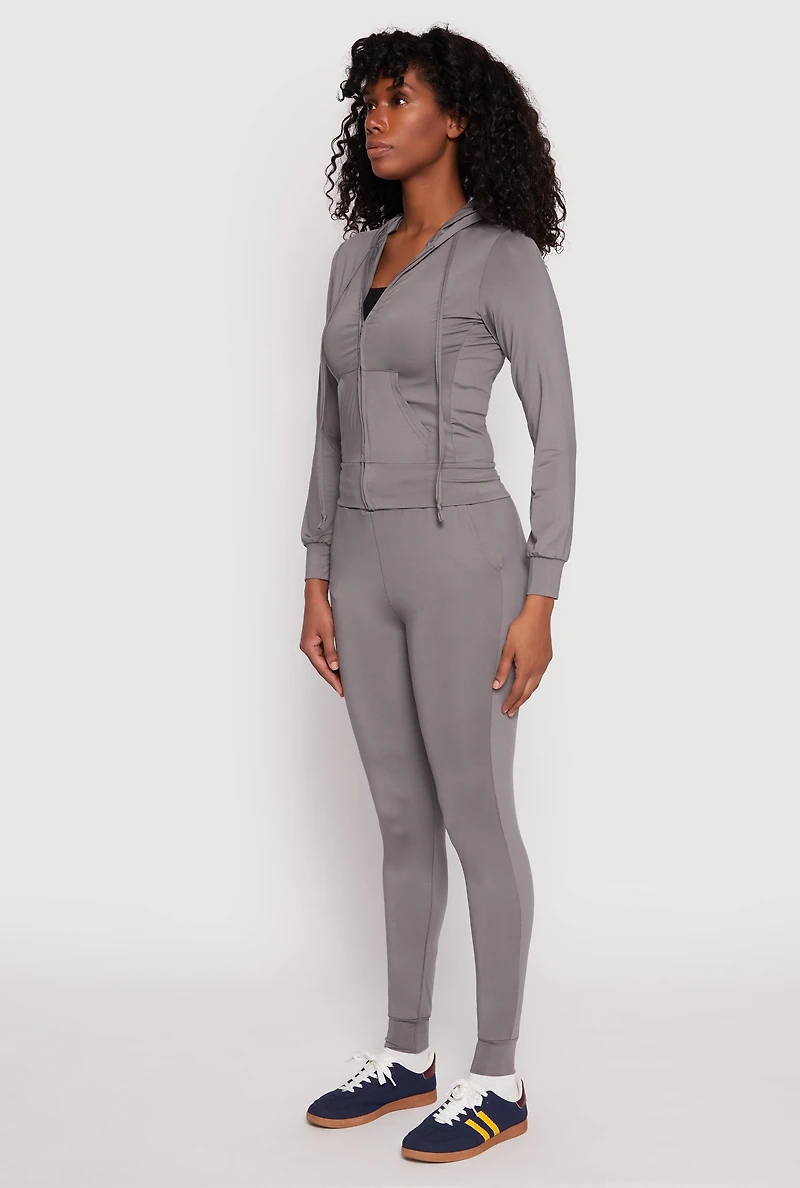 Womens Daisy Soft Knit Front Zip Hoodie, Grey,