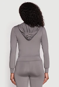 Womens Daisy Soft Knit Front Zip Hoodie, Grey,