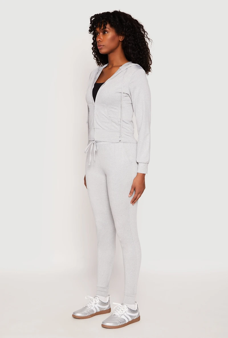 Womens Daisy Soft Knit Front Zip Hoodie, Grey,