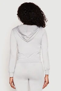 Womens Daisy Soft Knit Front Zip Hoodie, Grey,