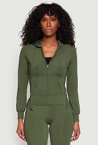 Womens Daisy Soft Knit Front Zip Hoodie, Green,