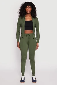 Womens Daisy Soft Knit Front Zip Hoodie, Green,