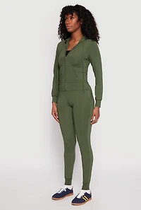 Womens Daisy Soft Knit Front Zip Hoodie, Green,
