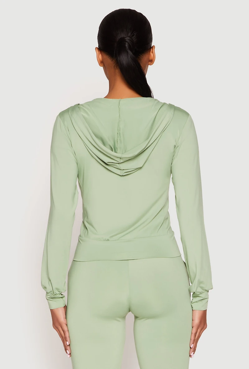 Womens Daisy Soft Knit Front Zip Hoodie, Green, Size M