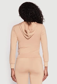 Womens Daisy Soft Knit Front Zip Hoodie, Beige,