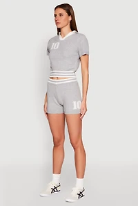 Womens Daisy 10 Varsity Stripe Polo Shirt, Grey, Size S