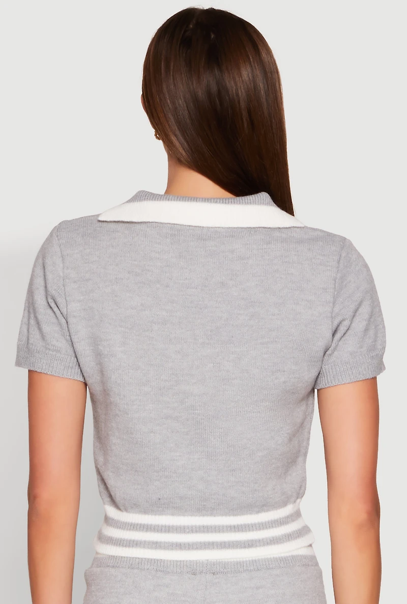 Womens Daisy 10 Varsity Stripe Polo Shirt, Grey, Size S