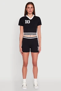 Womens Daisy 10 Varsity Stripe Shorts, Black, Size L