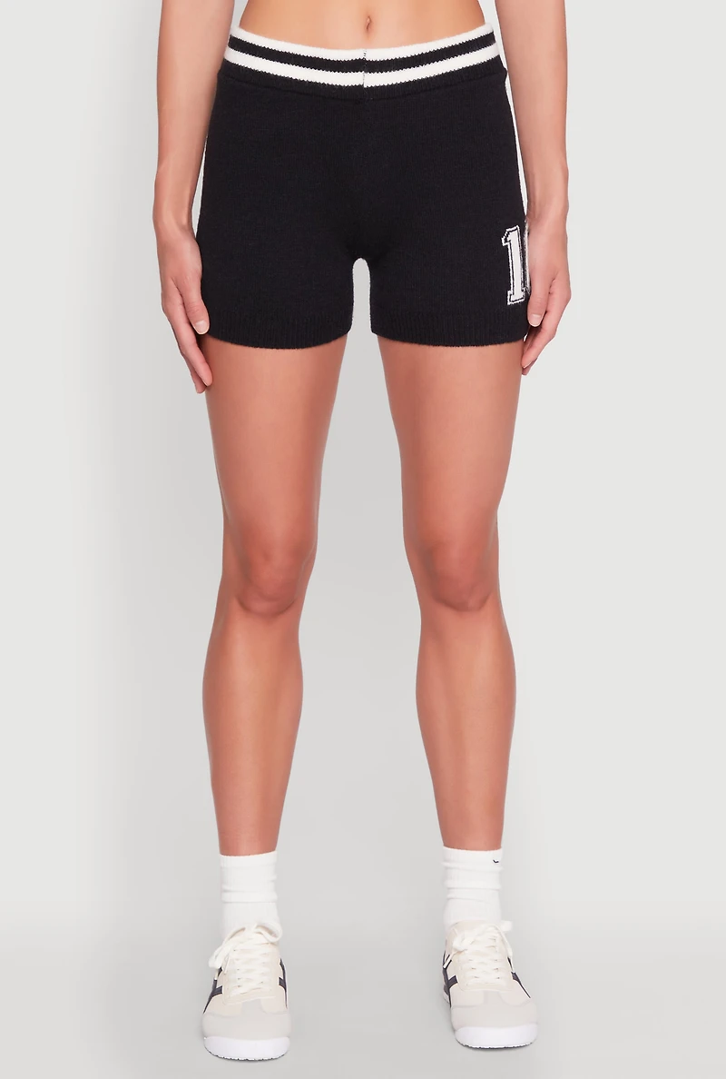 Womens Daisy 10 Varsity Stripe Shorts, Black, Size L