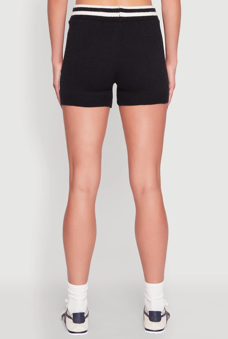 Womens Daisy 10 Varsity Stripe Shorts, Black, Size L