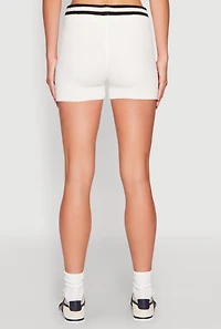 Womens Daisy 10 Varsity Stripe Shorts, White,
