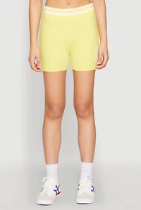 Womens Daisy 10 Varsity Stripe Shorts, Yellow, Size S