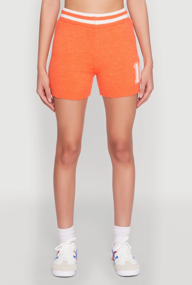 Womens Daisy 10 Varsity Stripe Shorts, Orange, Size S