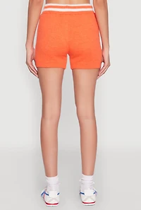 Womens Daisy 10 Varsity Stripe Shorts, Orange, Size S