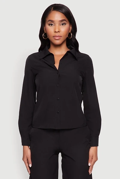 Womens Daisy Nylon Classic Fit Long Sleeve Shirt,
