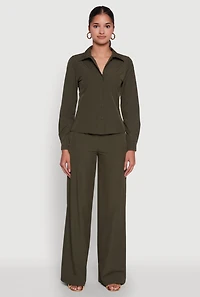Womens Daisy Nylon Classic Fit Long Sleeve Shirt, Green, Size M