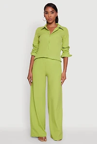 Womens Daisy Nylon Classic Fit Long Sleeve Shirt, Green, Size M