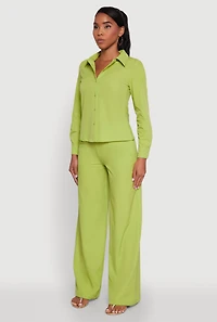 Womens Daisy Nylon Classic Fit Long Sleeve Shirt, Green, Size M