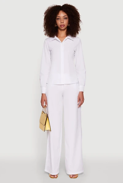 Daisy Nylon High Waisted Wide Leg Pants